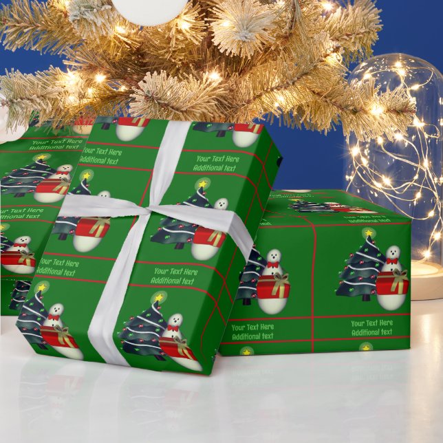 Papier Cadeau Noël Holiday mignon Snowman Tree personnalisé (Vacances)