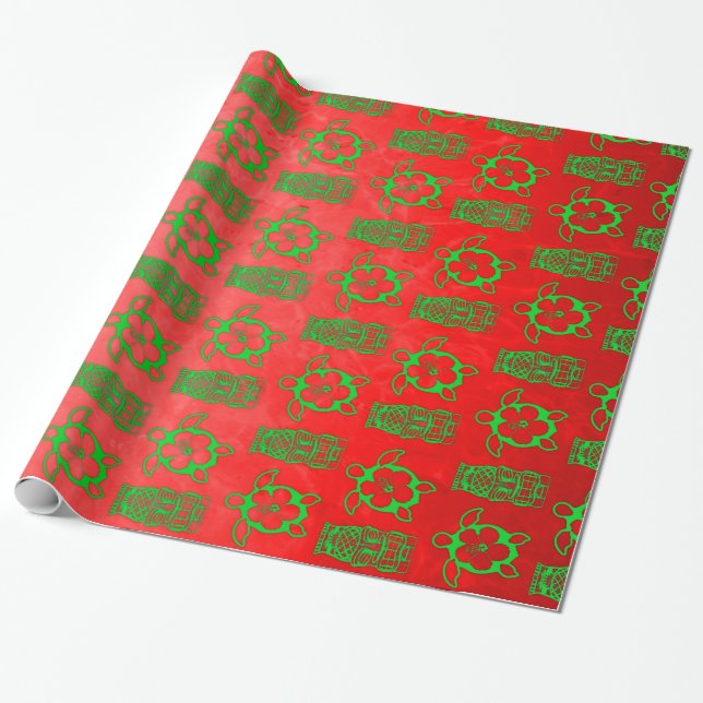 Papier Cadeau Noël Honu et Tiki (Déroulé)