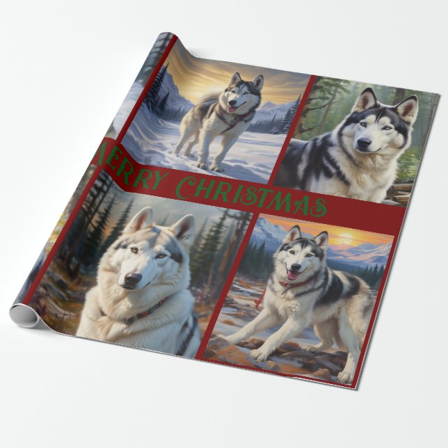 Papier Cadeau Noël Husky (Déroulé)