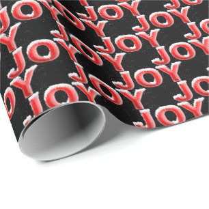 Papier Cadeau Noël Joie avec casquette de neige sur noir