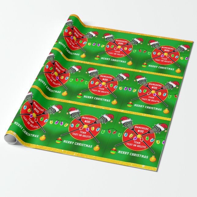 Papier Cadeau Noël, LACROSSE Wrapping Papier, PERSONNALISÉ (Déroulé)
