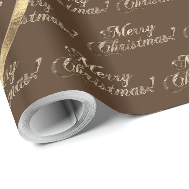 Papier Cadeau Noël, le script Gold Faux de la famille Brown (Coin rond)