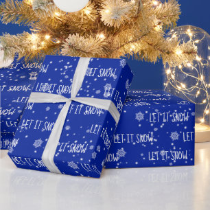 Papier Cadeau Noël LET IT Texte et flocons de neige