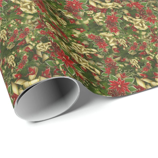 Papier Cadeau Noël magique Floral (Coin rond)