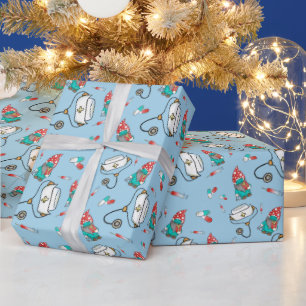 Papier Cadeau Noël Médicale Motif Gnome