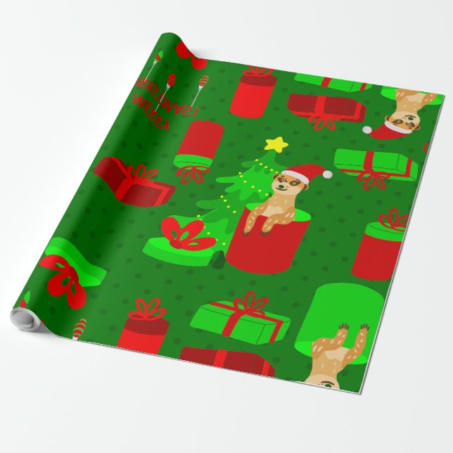 Papier Cadeau noël meerkat père Noël (Déroulé)