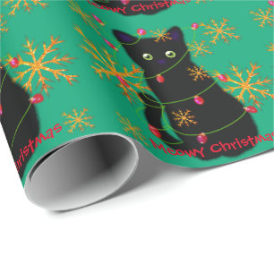 Papier Cadeau Noël Meowy Cadeau amoureux des chats chat noir