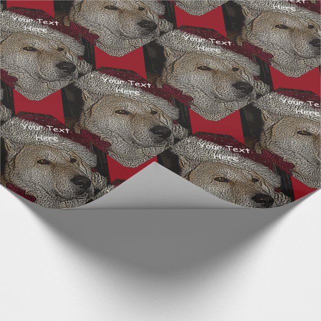 Papier Cadeau Noël mignon akita en portrait rouge de casquette (Coin)