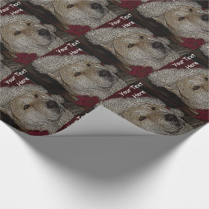Papier Cadeau Noël mignon akita en portrait rouge de casquette