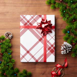 Papier Cadeau Noël mignon rouge et blanc plaid