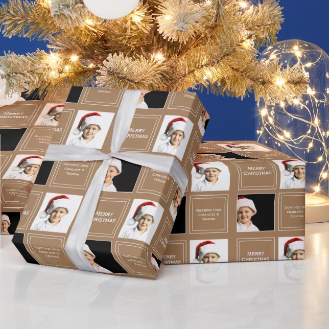 Papier Cadeau Noël Modèle photo personnalisé Brown (Vacances)