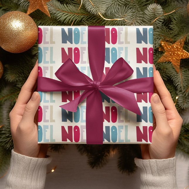 Papier Cadeau Noel moderne Noël Fêtes Mot Festif Art (Créateur téléchargé)