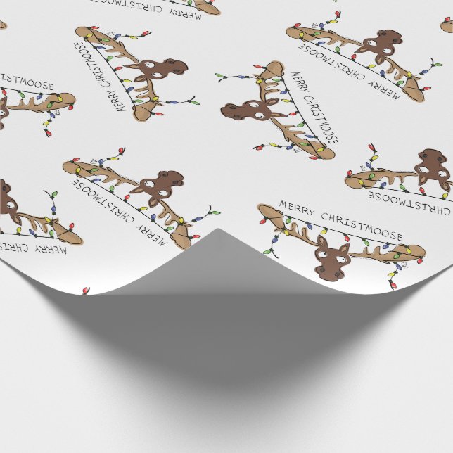 Papier Cadeau Noël Moose Cute Amusant Animal de Noël (Coin)