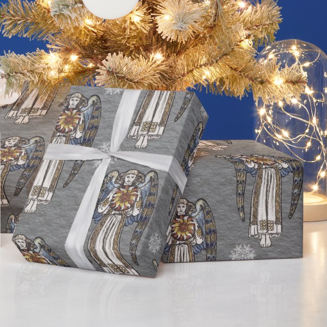 Papier Cadeau Noël Morris Angel Flammes de neige en acier gris (Vacances)