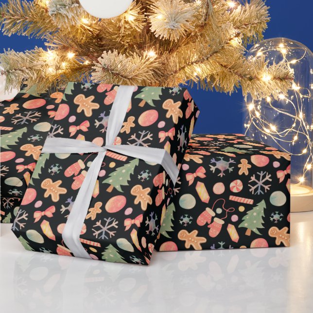 Papier Cadeau Noël Motif de vacances coloré et moderne (Vacances)