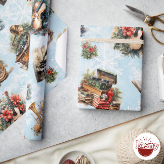 Papier Cadeau Noël musical vintage