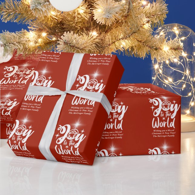 Papier Cadeau Noël Nativité Joy au monde Rouge & Blanc (Vacances)