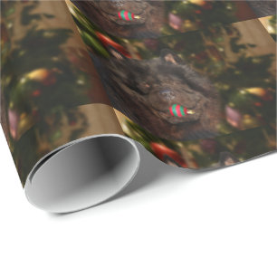 Papier Cadeau Noël noir de chow-chow