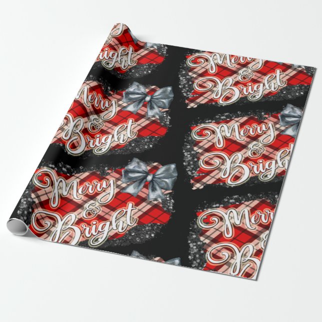 Papier Cadeau Noël noir et rouge (Déroulé)