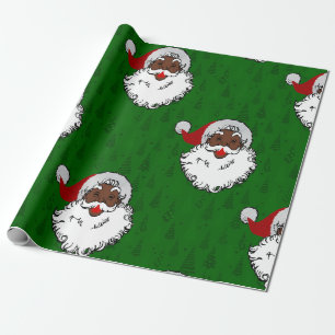 Papier Cadeau noël noir santa claus