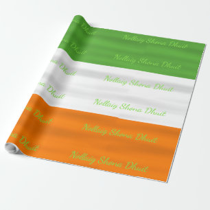 Papier Cadeau Noël Nollaig Shona Dhuit Drapeau Irlandais Irlande