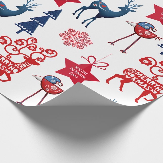 Papier Cadeau Noël nordique personnalisé (Coin)