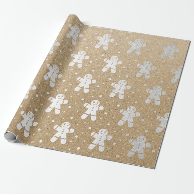Papier Cadeau Noël Nouvel An Pain D'Argent Homme Kraft (Déroulé)