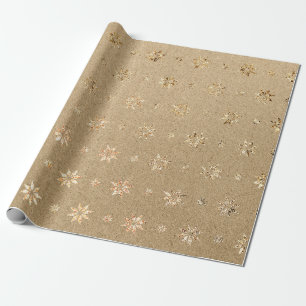 Papier Cadeau Noël Nouvel An Parties scintillant d'or Étoiles ne