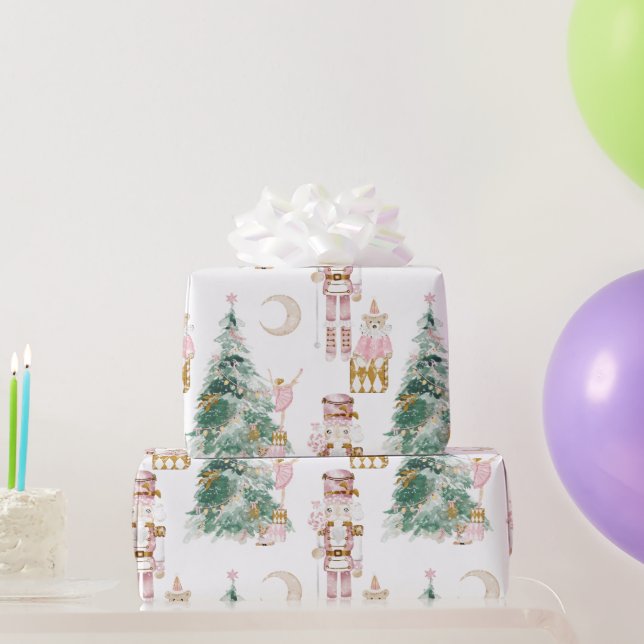 Papier Cadeau Noël Nutcracker rose hiver merveilleuse (Cadeaux de fête)