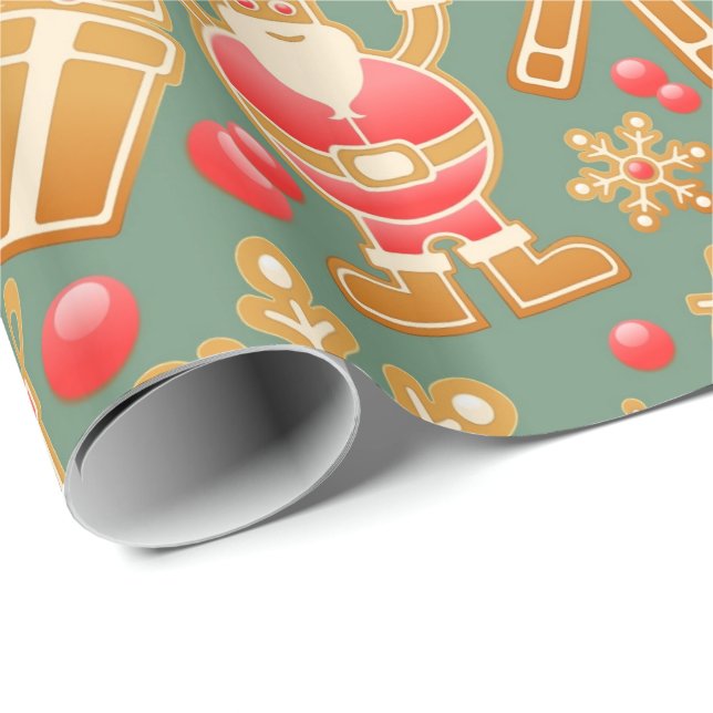 Papier Cadeau Noël Ornament Arrière - plan Motif (Coin rond)