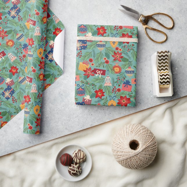 Papier Cadeau Noël Ornements et cadeaux (Artisanat)