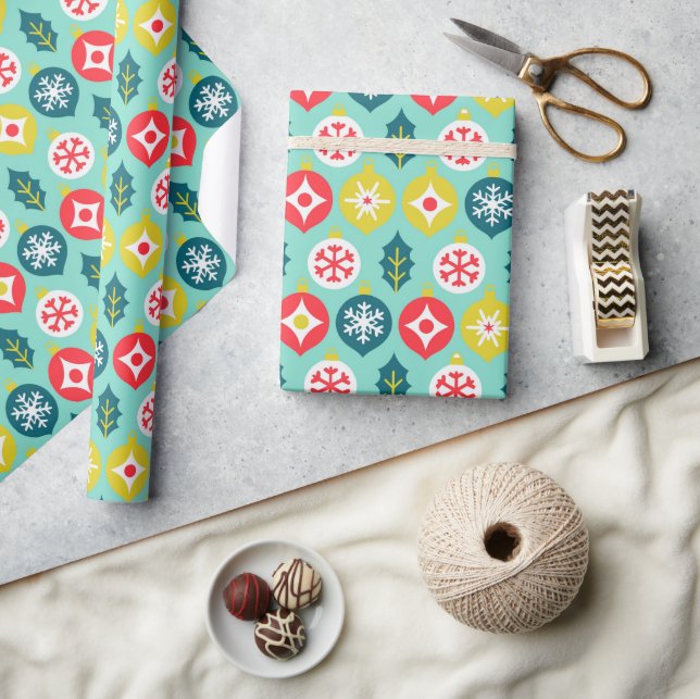 Papier Cadeau Noël Ornements Motif Gite Cadeau (Artisanat)