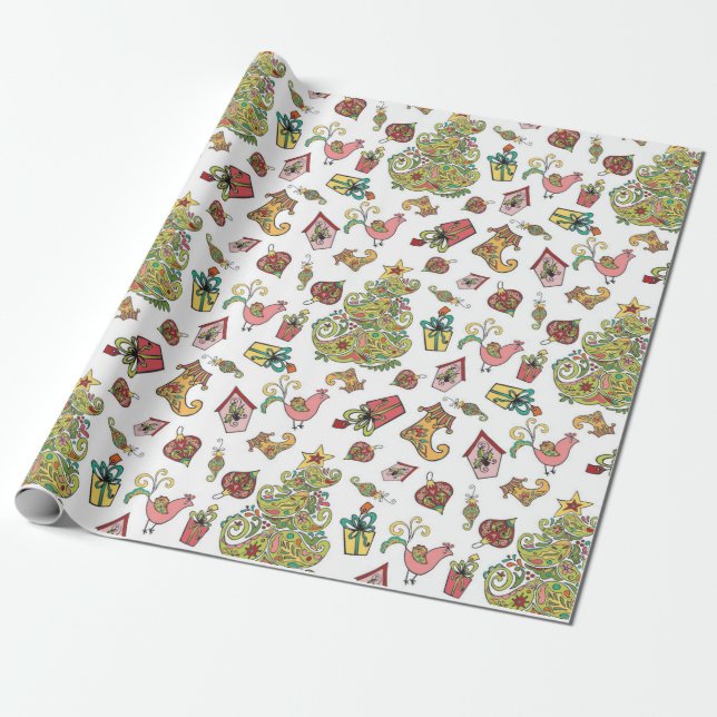 Papier Cadeau Noël Paisley (Déroulé)