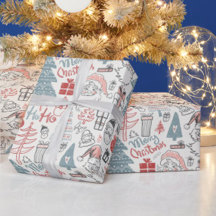 Papier Cadeau Noël Père Noël à l'ancienne