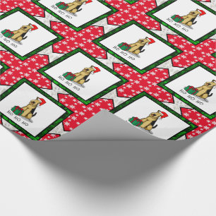 Papier Cadeau Noël Père Noël Airedale Terrier HO HO Cher