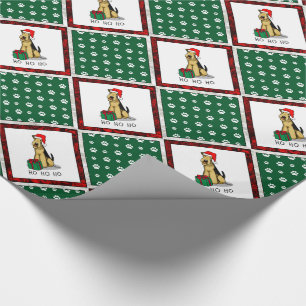 Papier Cadeau Noël Père Noël Airedale Terrier HO HO Cher