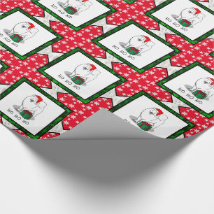 Papier Cadeau Noël Père Noël Casquette Samoyé Chien mignonne