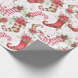 Papier Cadeau Noël Père Noël chaussettes échelle normale