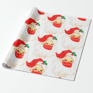 Papier Cadeau Noël Père Noël Covid-19 Masque Merry Fun Salutatio