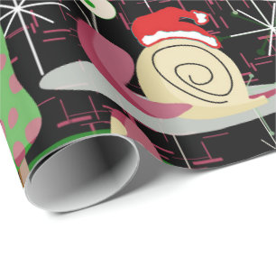 Papier Cadeau Noël Père Noël Escargots atomiques - MiSiècle mode