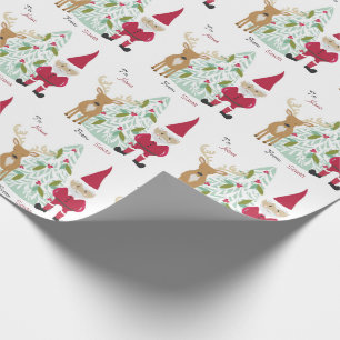 Papier Cadeau Noël Père Noël Reindeer Personnalisé À et De Nom