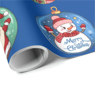 Papier Cadeau Noël Père Noël, Snowman, Reindeer