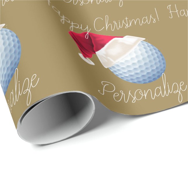 Papier Cadeau Noël personnalisé Balle de golf Père Noël Vacances (Coin rond)