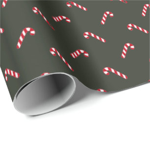 Papier Cadeau Noël pin foncé vert sucre de canne mignon