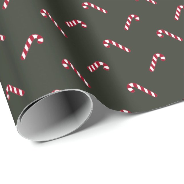 Papier Cadeau Noël pin foncé vert sucre de canne mignon (Coin rond)