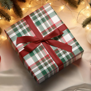 Papier Cadeau Noël Plat Rouge Et Vert