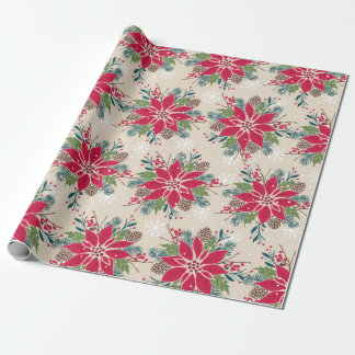 Papier Cadeau Noël Poinsettia