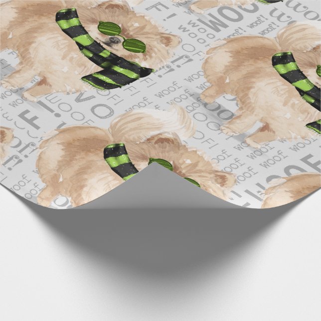 Papier Cadeau Noël POMERANIEN pour l'Amoureux des chiens (Coin)