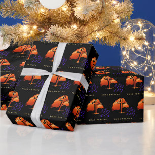 Papier Cadeau Noël priant en noir