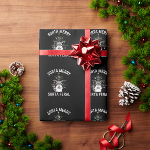 Papier Cadeau Noël Raccoon Sorta Merry Sorta Feral Xmas